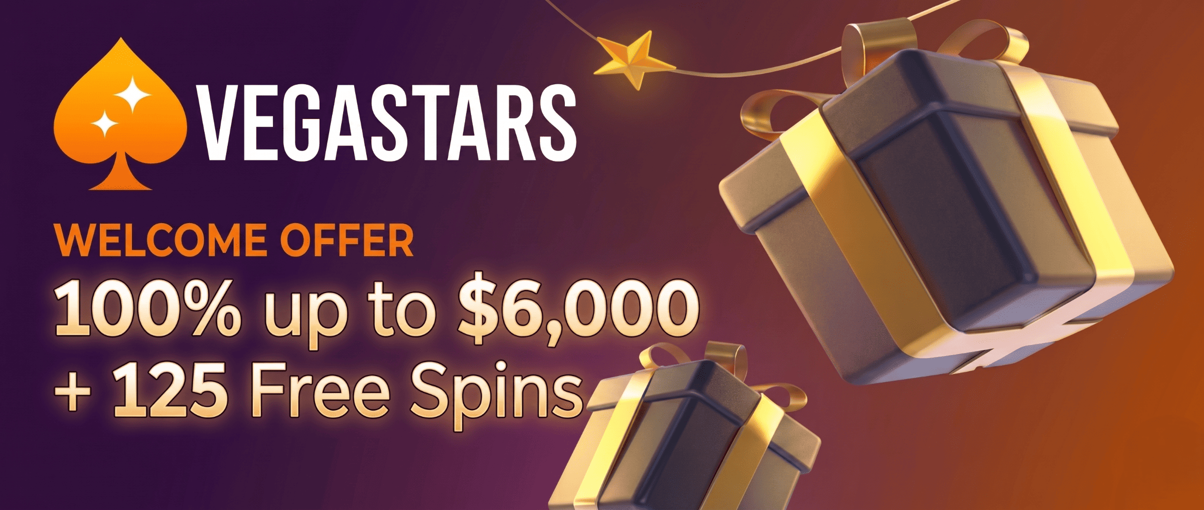 Vegas Stars Casino welcome bonus AU$6,000 + 125 Free Spins